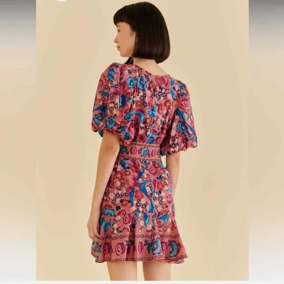 FARM Rio Blush Floral Birds Mini Dress - Picture 3 of 6